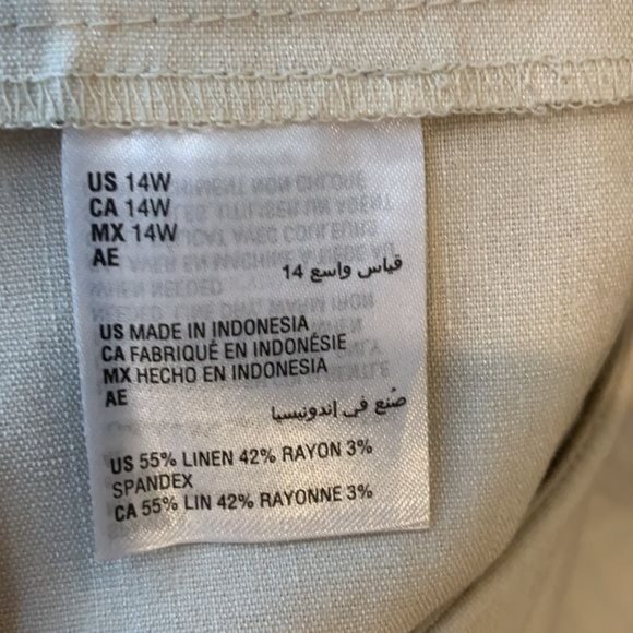 NWT Alfani Beige Coulotte Pant Linen 14W PLUS SIZE - Picture 4 of 6